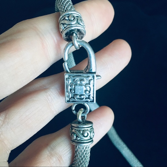 VINTAGE Silver Tone Snake Chain Pendant Necklace - Picture 8 of 15